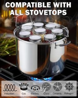Stainless Steel Water Bath Canner 20 Quart Pot with Jar Rack for Safe Jarring
