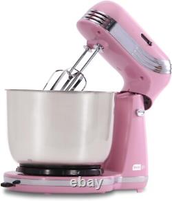 Stand Mixer 6 Speed 3 Quart Stainless Steel Bowl Dough Hooks Beaters Pink