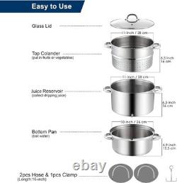 Steam Juicer Pot 11 Quart Stainless Steel Steam Canner for Fruit & Vegetabl
