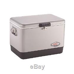 Steel Cooler Coleman Vintage Stainless Steel Camping Outdoor Ice Chest Quart NEW