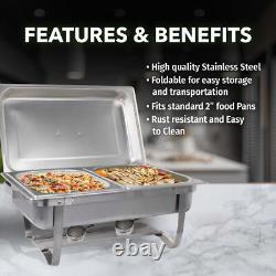 Sterno 70153 Foldable Frame Buffet Chafer Set, 8-Quart, Stainless Steel Finish