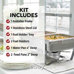 Sterno 70153 Foldable Frame Buffet Chafer Set, 8-Quart, Stainless Steel Finish