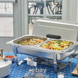 Sterno 70153 Foldable Frame Buffet Chafer Set, 8-Quart, Stainless Steel Finish