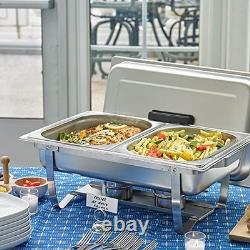 Sterno Foldable Frame Stainless Steel Chafing Dish Buffet Set, 8 Quart, Silver