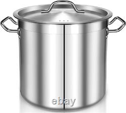 Stock Pot 20 Quart Stainless Steel Stock Pot with Lid Heavy-Duty Cooking Pot