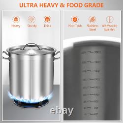 Stock Pot 20 Quart Stainless Steel Stock Pot with Lid Heavy-Duty Cooking Pot