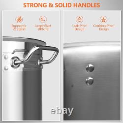 Stock Pot 20 Quart Stainless Steel Stock Pot with Lid Heavy-Duty Cooking Pot