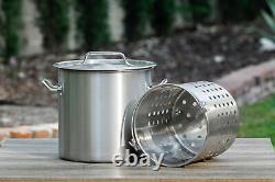 Stock Pot Boiling Cajun Brewing Beer Crawfish Strainer Basket with Lid 21 Quart