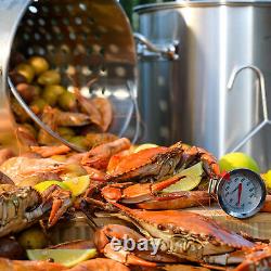 Stock Pot Boiling Cajun Brewing Beer Crawfish Strainer Basket with Lid 21 Quart