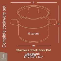 Stockpot 16 Quart Brushed Stainless Steel Heavy Duty Induction Pot with Stockpot 16 Quart Brushed Stainless Steel Heavy Duty Induction Pot with