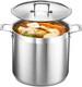 Stockpot 16 Quart Brushed Stainless Steel Heavy Duty Induction Pot With Li
