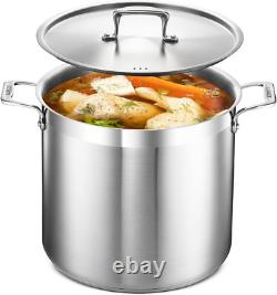 Stockpot 16 Quart Brushed Stainless Steel Heavy Duty Induction Pot with Li