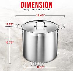 Stockpot 20 Quart Brushed Stainless Steel Heavy Duty Induction Pot Lid Stock pot