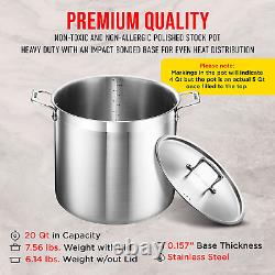 Stockpot 20 Quart Brushed Stainless Steel Heavy Duty Induction Pot Lid Stock pot