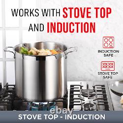 Stockpot 20 Quart Brushed Stainless Steel Heavy Duty Induction Pot Lid Stock pot