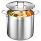 Stockpot 20 Quart Brushed Stainless Steel Heavy Duty Induction Pot With