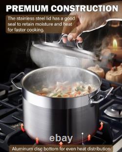Stockpots Stainless Steel, 8 Quart Professional Grade Stock Pot with Lid, Silver