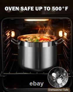 Stockpots Stainless Steel, 8 Quart Professional Grade Stock Pot with Lid, Silver