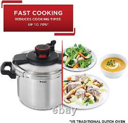 T-Fal Clipso Stainless Steel Pressure Cooker 6.3 Quart Induction Cookware, Pots