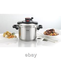 T-fal P45009 Clipso Pressure Cooker, 8 Quart Stainless Steel Cooking Pot, Silver