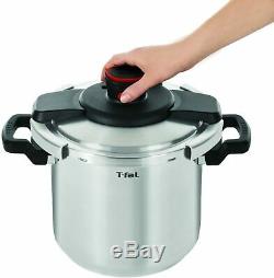 T-fal P45009 Clipso Pressure Cooker, 8 Quart Stainless Steel Cooking Pot, Silver