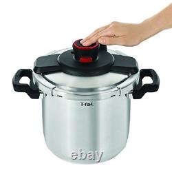 T-fal P45009 Clipso Pressure Cooker, 8 Quart Stainless Steel Cooking Pot, Silver