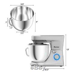 Tilt-Head Stand Mixer 7.5 Quart 6 Speed 660W withDough Hook, Whisk & Beater Silver