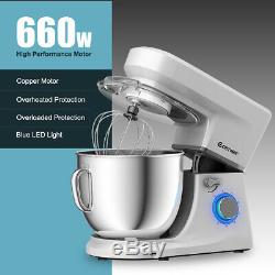 Tilt-Head Stand Mixer 7.5 Quart 6 Speed 660W withDough Hook, Whisk & Beater Silver