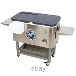 Tommy Bahama 100 Quart Stainless Steel Cooler Beverage Cart Ice Chest Rolling