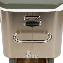 Tommy Bahama 100 Quart Stainless Steel Cooler Beverage Cart Ice Chest Rolling