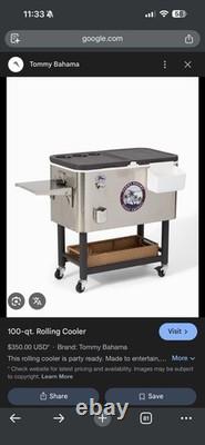 Tommy Bahama 100-quart Stainless Steel Rolling Party Cooler Locking Casters