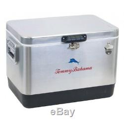 Tommy Bahama 54 Quart 85 Can Capacity Portable Stainless Steel Cooler, Silver