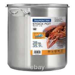 Tramontina, 38 Quart Commercial Stock Pot with Lid Tri-Ply