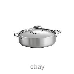 Tramontina Tri-Ply Clad Stainless Steel 6-Quart Braiser Pan with Lid, Inducti