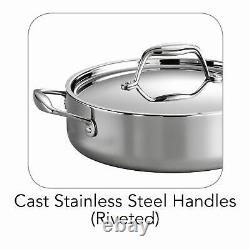 Tramontina Tri-Ply Clad Stainless Steel 6-Quart Braiser Pan with Lid, Inducti