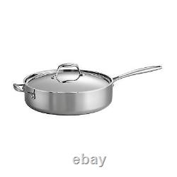 Tramontina Tri-Ply Clad Stainless Steel 6-Quart Saute Pan with Lid, Induction