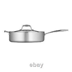 Tramontina Tri-Ply Clad Stainless Steel 6-Quart Saute Pan with Lid, Induction