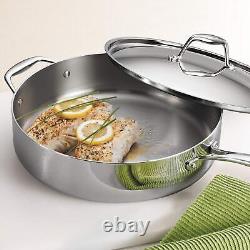 Tramontina Tri-Ply Clad Stainless Steel 6-Quart Saute Pan with Lid, Induction