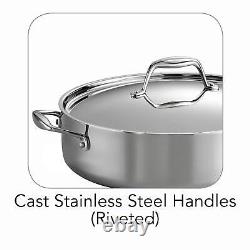 Tramontina Tri-Ply Clad Stainless Steel 6-Quart Saute Pan with Lid, Induction