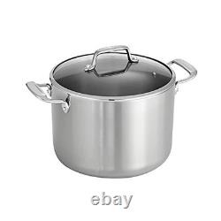 Tri-Ply Clad Stainless Steel 8-Quart with Glass Lid, 8 Quarts Stock Pot