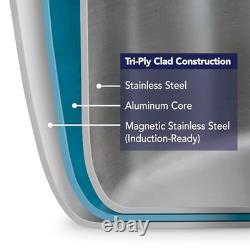 Tri-Ply Clad Stainless Steel 8-Quart with Glass Lid, 8 Quarts Stock Pot