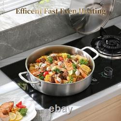 Tri-Ply Stainless Steel 6 Quart Braiser Pan with Lid Induction Rondeau Pot Wi