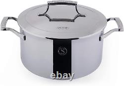 Tri-Ply Stainless Steel 6-Quart Stock Pot with Lid, Induction-Ready, Dishwasher