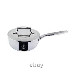 Tri-ply Stainless Steel 2-Quart Chef's Pan with Lid, Induction-ready, Dishwas