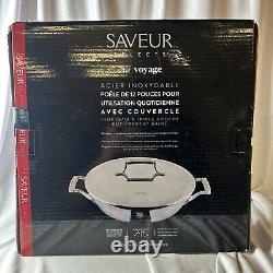 Tri-ply Stainless Steel 3-Quart Sauteuse with Lid, Saveur Selects