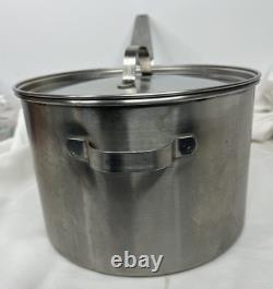 USN Navy Military Carrollton 8 Quart Stock Pot Stainless Steel 9 Handle & Lid