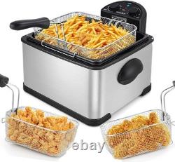 Ultimate 4.5 Quart Stainless Steel Electric Deep Fryer with Adjustable Timer