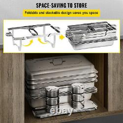 VEVOR 3 Packs 9.5 Quart Stainless Steel Chafing Dishes Rectangular Chafer Set