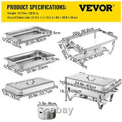 VEVOR 3 Packs 9.5 Quart Stainless Steel Chafing Dishes Rectangular Chafer Set