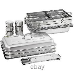 VEVOR 3 Packs 9.5 Quart Stainless Steel Chafing Dishes Rectangular Chafer Set